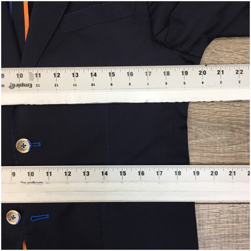 MANUEL RITZ Mens‎ Navy Blazer Sport Coat Casual Size 38R Two Button Cotton Suit - Picture 7 of 12